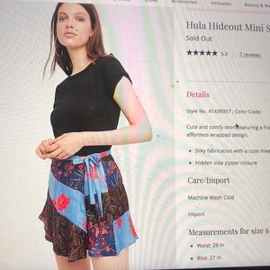 Free people size 4 silk skirt/short